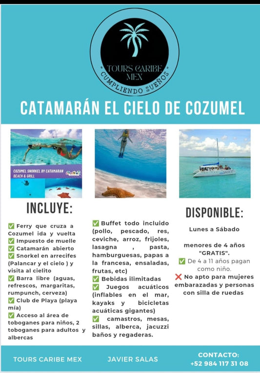 CATAMARAN-COZUMEL-EL CIELO-SNORKEL